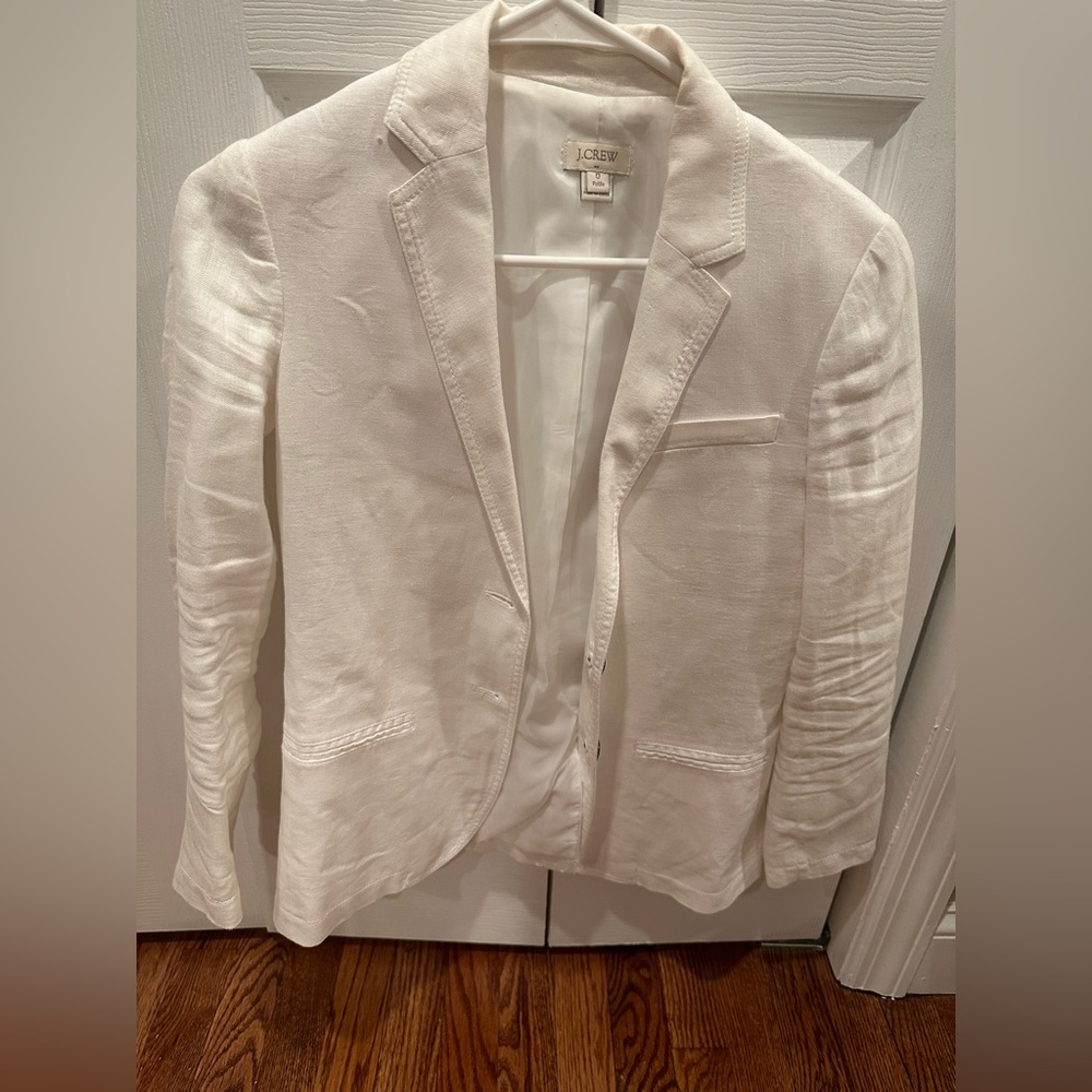 JCrew Factory white linen blazer